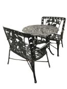 A painted cast iron circular garden table, diameter 76 cm,