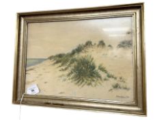 K Minsted : Study of sand dunes, watercolour, 36 cm x 25 cm.