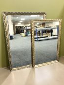 Two reproduction gilt rectangular mirrors,