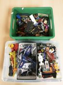 A large quantity of unboxed die cast cars including Dinky, Matchbox Superkings, etc.