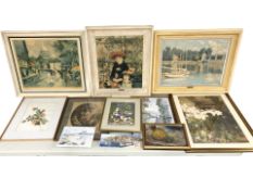Assorted pictures and prints, oil paintings,