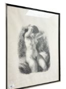 A Danish monochrome print depicting a nude figure, 46 cm x 61 cm.