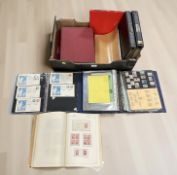 Nine albums of Danish and British stamps and first day covers (one box)