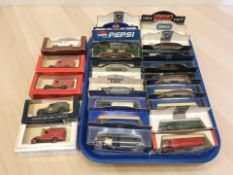A group of boxed die cast vehicles including Lledo, Eddie Stobart, Vanguards, etc.