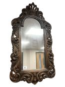 A Danish carved oak mirror, early 20th century, 48 cm x 88 cm.