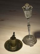 An Erhard & Sohn silver plated table lighter in the form of a lamppost, height 23 cm,