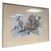 Danish School : Blossom on a branch, watercolour, 44 cm x 29 cm.