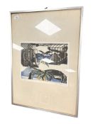 After Bente Polaur : Animals in a zoo, limited number lithographic print, 38 cm x 31 cm.