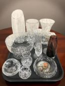 A group of crystal vases, bowl, etc.