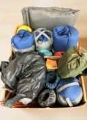 A quantity of camping supplies including sleeping bags, etc.