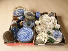 Assorted ceramics including Copeland Spode blue and white plates, Royal Albert Christmas rose trio,