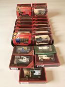 A collection of Matchbox Models of Yesteryear boxed die cast delivery vans.