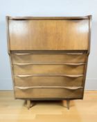 A 20th century teak fall front writing bureau 76 cm x 39 cm x 103 cm