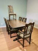 A reproduction carved oak refectory dining table,