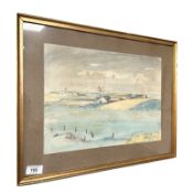 Danish School : Study of farmland, watercolour, 33 cm x 27 cm.