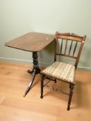 A 19th century mahogany tilt topped occasional table and chair