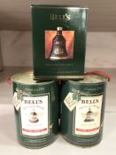 Three Bell's Scotch Whisky Christmas decanters, 1990, 1991 and 1992, all boxed.