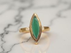A 9ct gold green stone ring, size N CONDITION REPORT: 4.