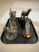 A group of contemporary bronzed figures of animals, tallest 22 cm.