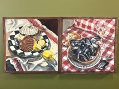 Libby Orange : Scallops and Lemons, oil on canvas, 38 cm x 38 cm,