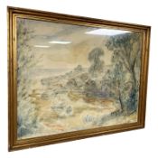 Danish School : View towards a coast, watercolour, 64 cm x 49 cm.