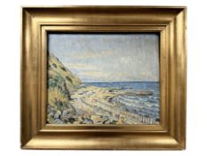 Danish School : View across a rocky beach, oil on board, 40 cm x 32 cm.