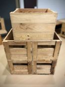 Five pine crates, width 46 cm.