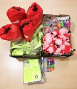 A quantity of modern children's toys, Chad Valley boxing sets, swimwear, etc.