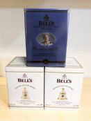 Three Bell's Scotch Whisky decanters, Christmas 2009 and 2010,