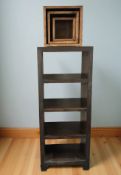 A contemporary hardwood open bookcase, 60 cm x 40 cm x 150 cm,