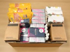 A quantity of beauty products, disposable gloves, etc.