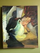 Richard John Jardine : Still life with jug and basin, acrylic on canvas,