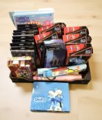 A quantity of children's toys and figures including Harry Potter, Bakugan, Smurfs, etc.