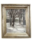 Danish School : Trees in a snowy landscape, oil on canvas, 30 cm x 38 cm.