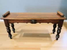 A Victorian mahogany window seat, width 92 cm.