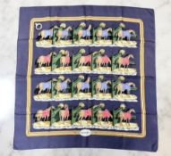 An Hermès Ecuries silk scarf, designed by Hugo Grygkar, 90cm² , boxed.