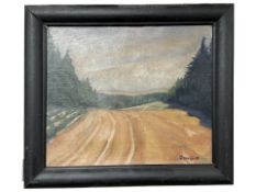 Danish School : A road through woodland, oil on canvas, 29 cm x 25 cm.