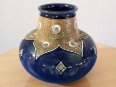 A Royal Doulton Lambeth squat vase, height 14 cm.