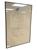 Uwi Beke : Nude study with charcoal, 40 cm x 59 cm.