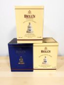 Three Bell's Scotch Whisky Christmas decanters, 2003, 2004 and 2005, all boxed.