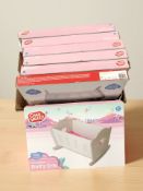 A group of Chad Valley wooden doll's cribs, in boxes.