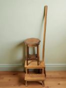 A pine library step and a small mahogany occasional table