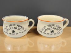 Two novelty Fieldings propaganda pots depicting caricatures of Hitler,