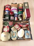 A collection of vintage tins.