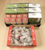 A group of children's three piece tea sets, chocolate dogs and a quantity of figurines.