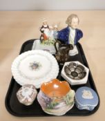 Various ceramics including a bust of George Washington, Royal Doulton Windermere plates,