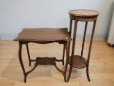 A mahogany plant stand,