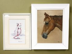 J Payne (Contemporary) : Portrait of a horse, oil on board, 39 cm x 29 cm,