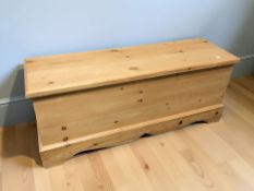 A modern pine blanket chest,