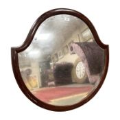 An early 20th century stained beech bevelled mirror, width 78 cm.